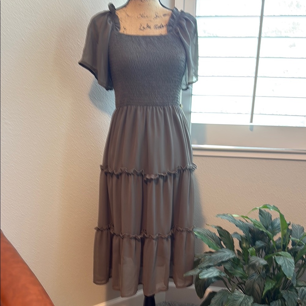 Elegant Gray Tiered Dress